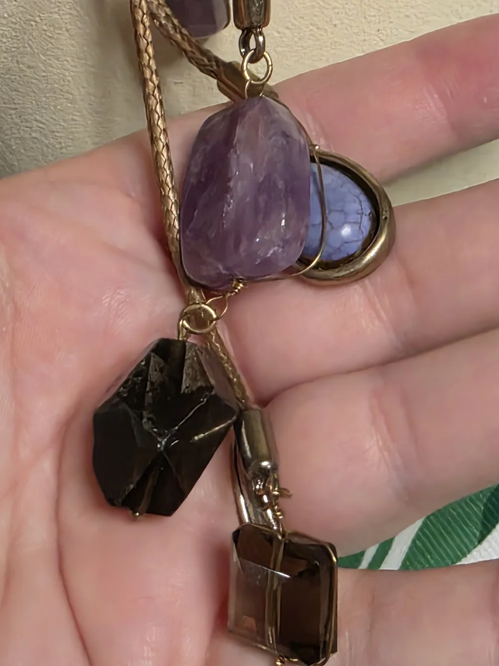 Chico's Genuine Amethyst Stone Necklace & Earrings Set - Artisan Purple